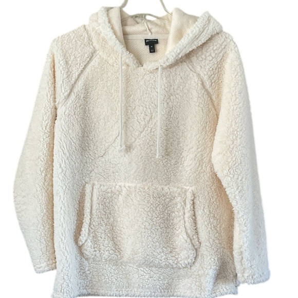 Cozy Cream Sherpa Hoodie Kangaroo Pocket Size Medium Long Sleeve - Picture 1 of 11
